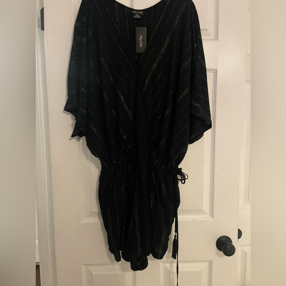 Metallic black and gold City Chic playsuit/romper